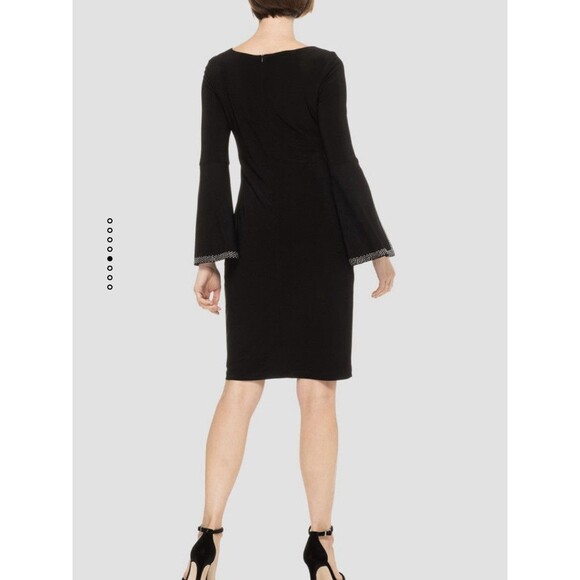 Joseph Ribkoff Embellished Dress Black Sz 8 Medium Bell Sleeves Cocktail Party - Picture 3 of 11